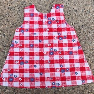1970s Vintage Kmart Gingham Dress Red Check Cotton Toddler Size 3